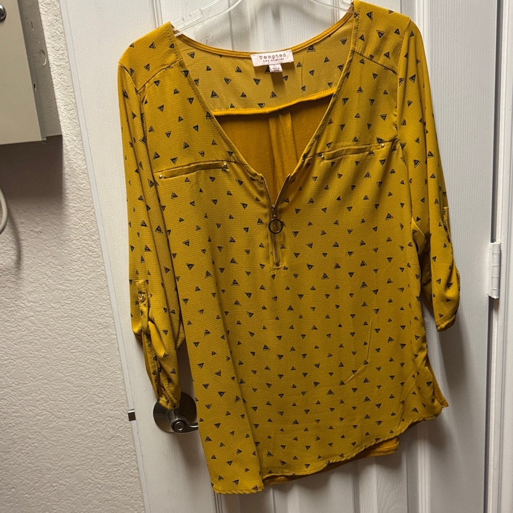 Mustard Triangle Print Blouse